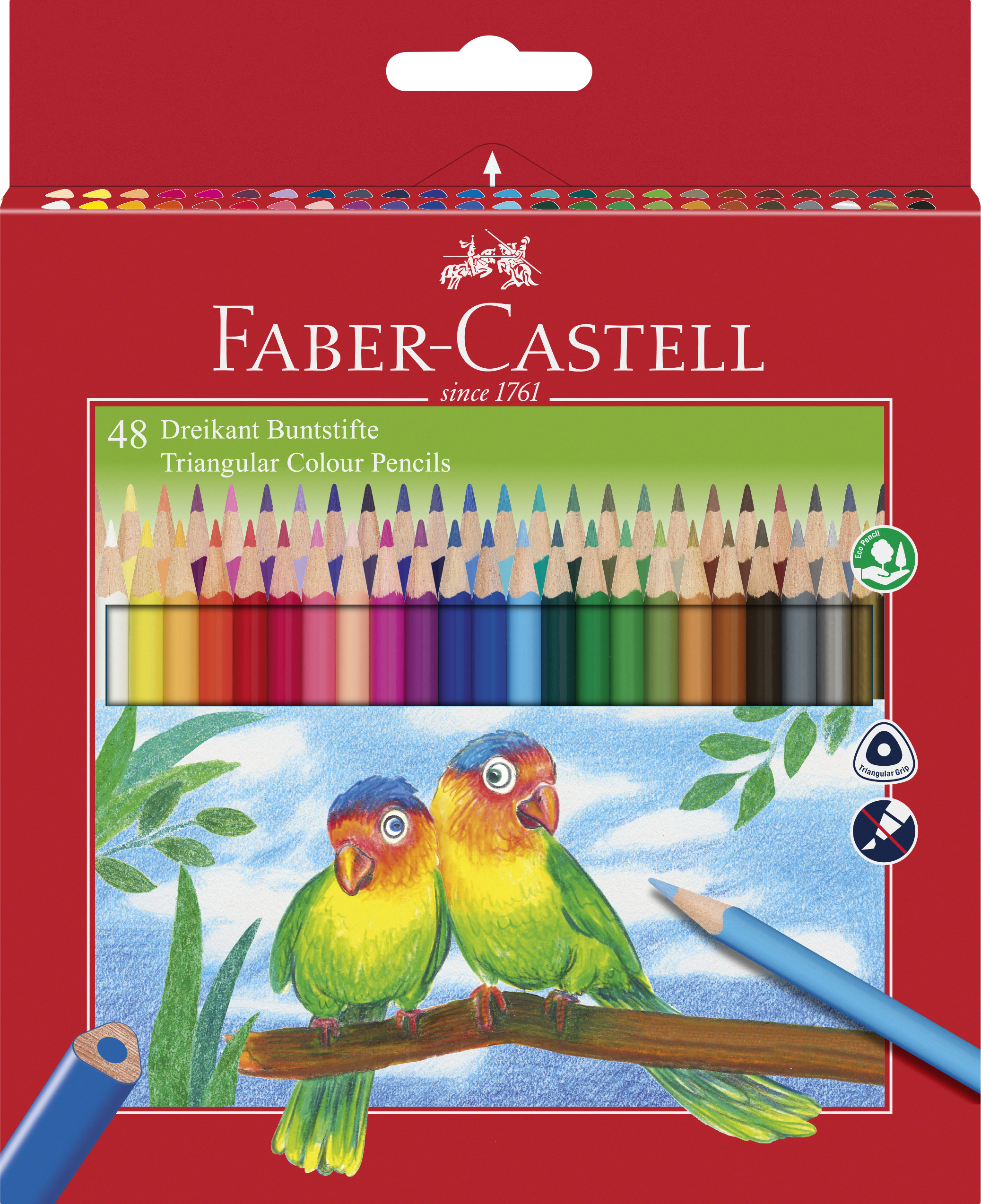 120548_Triangular colour pencils, wallet of 48 with sharpener